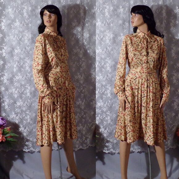 Vintage 70s Top & Skirt Set 1970s Fall Leaves Autumn Boho Chic Retro Size Medium - Picture 1 of 6